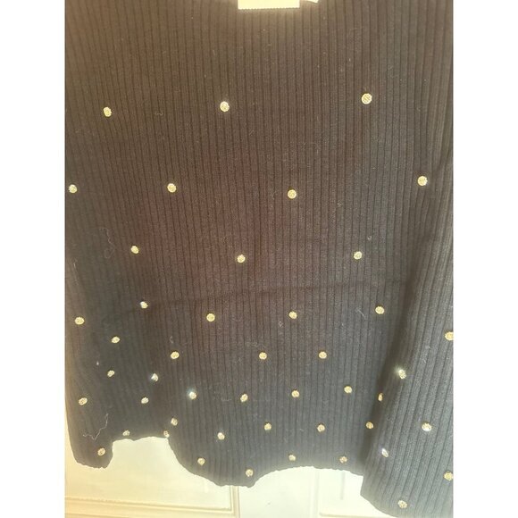 Nina Parker Black Ribbed Knit Rhinestone Tank size 1X NWT - Picture 3 of 4